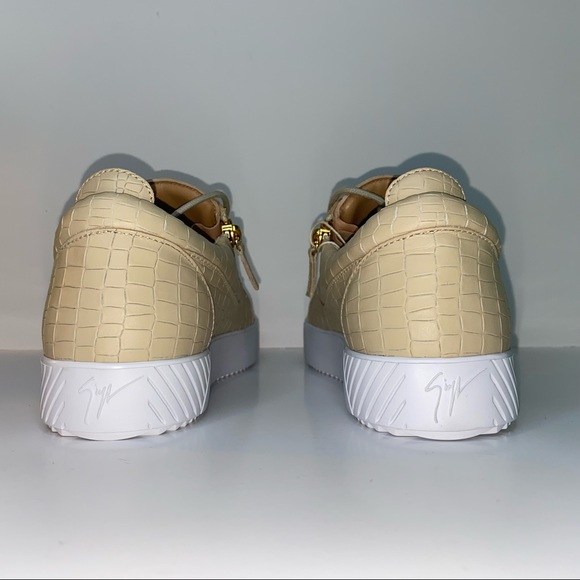 GIUSEPPE ZANOTTI Beige Low Top Crocodile Sneakers - Picture 9 of 16